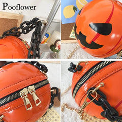 Funny Pumpkin Bags for Women Small Chains Ball Shoulder Bags Lady Crossbody Bag