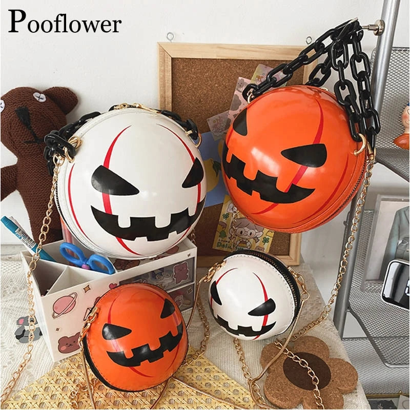 Funny Pumpkin Bags for Women Small Chains Ball Shoulder Bags Lady Crossbody Bag