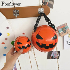 Funny Pumpkin Bags for Women Small Chains Ball Shoulder Bags Lady Crossbody Bag
