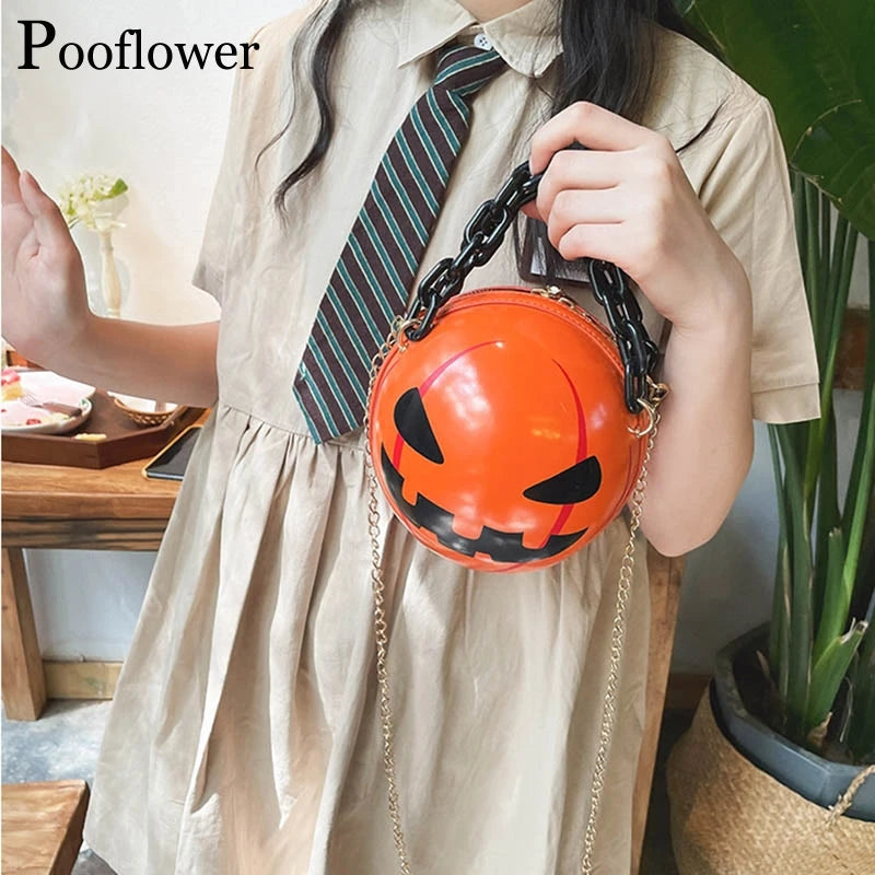 Funny Pumpkin Bags for Women Small Chains Ball Shoulder Bags Lady Crossbody Bag