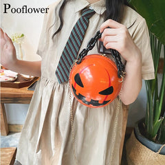 Funny Pumpkin Bags for Women Small Chains Ball Shoulder Bags Lady Crossbody Bag