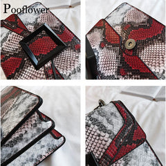 Pooflower Serpentine Snake Chains Mini Purse Bags Shoulder Bag for Women