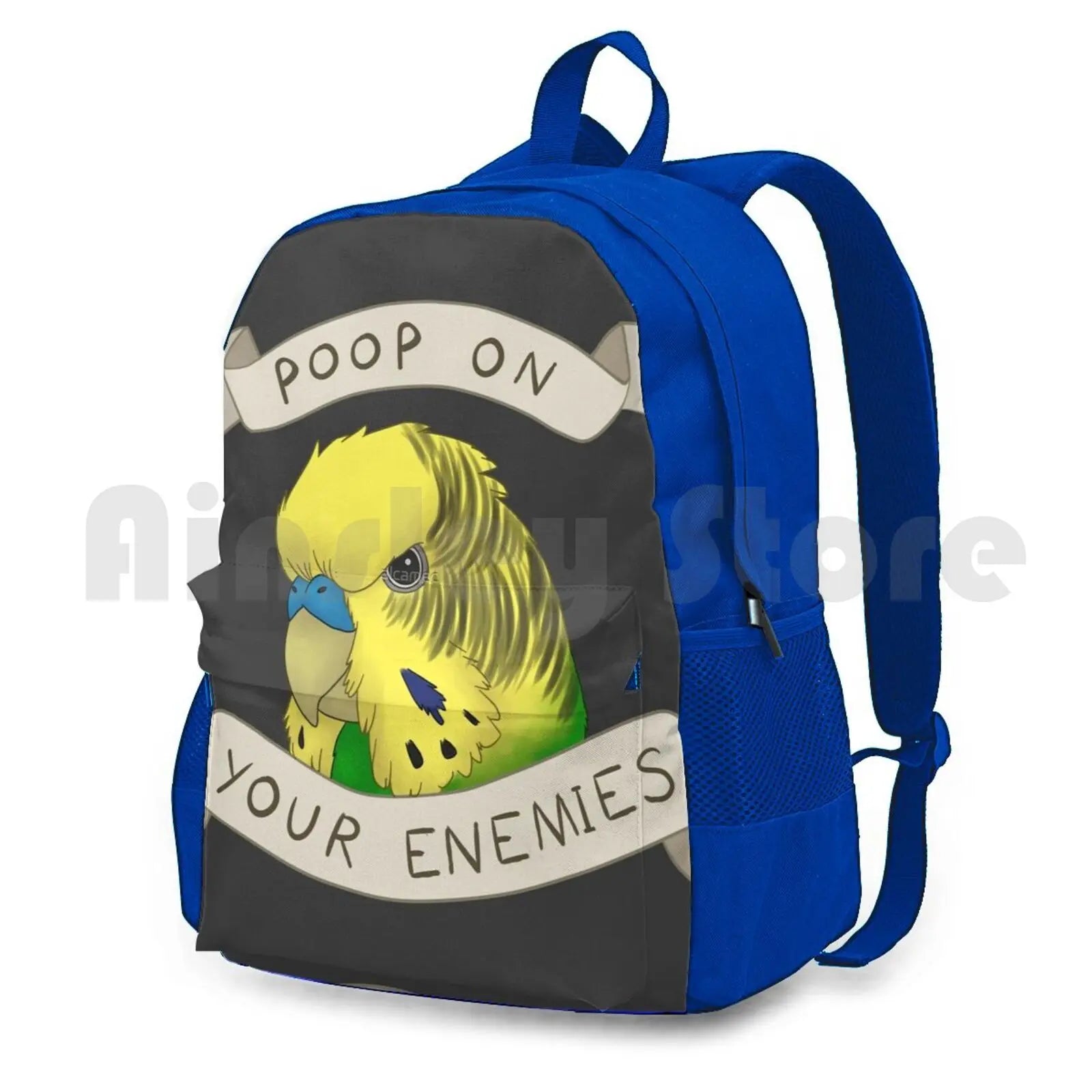 Poop Enemies Outdoor Hiking Backpack Waterproof Travel Budgie Parakeet Bird