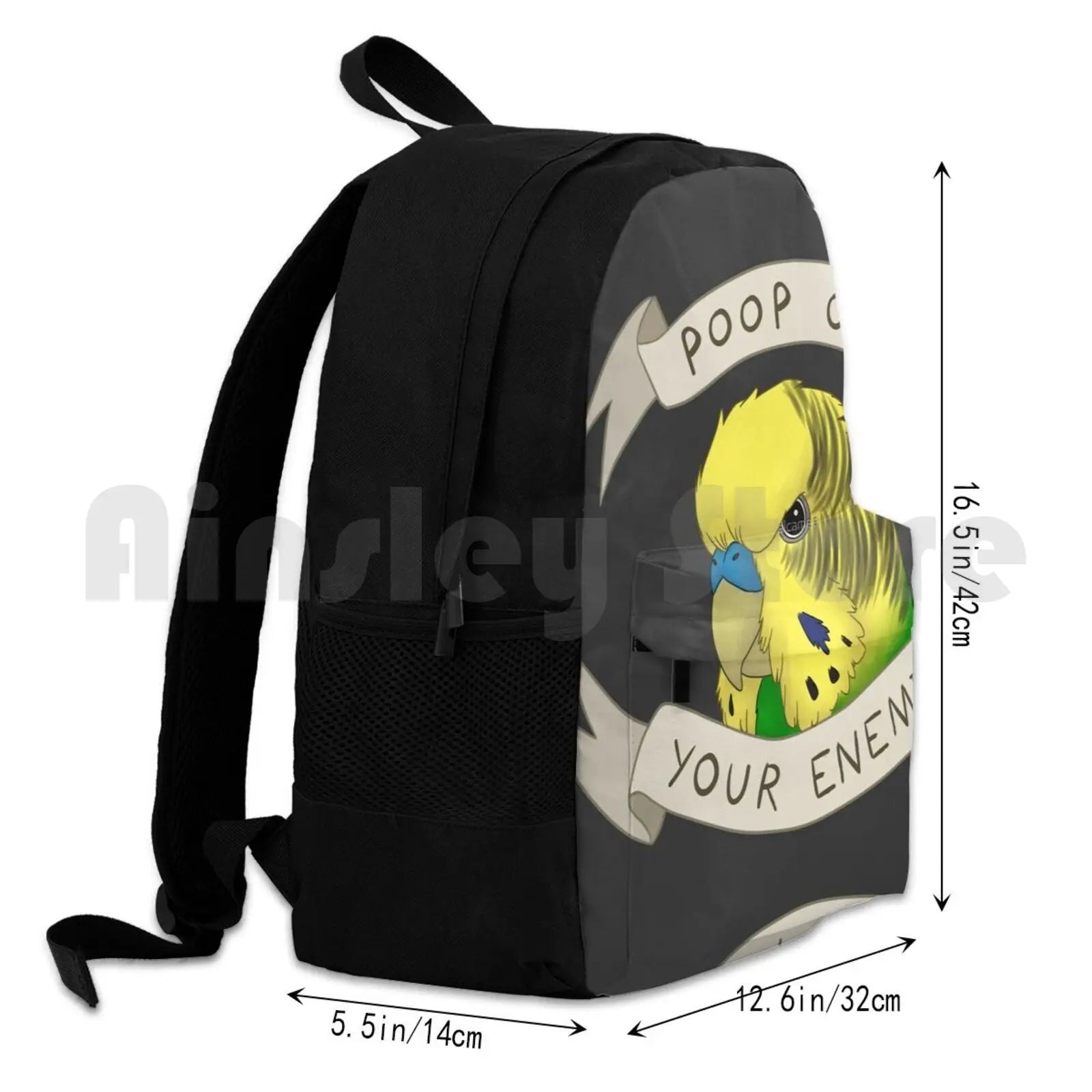 Poop Enemies Outdoor Hiking Backpack Waterproof Travel Budgie Parakeet Bird