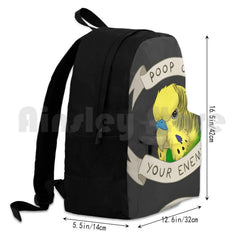 Poop Enemies Outdoor Hiking Backpack Waterproof Travel Budgie Parakeet Bird