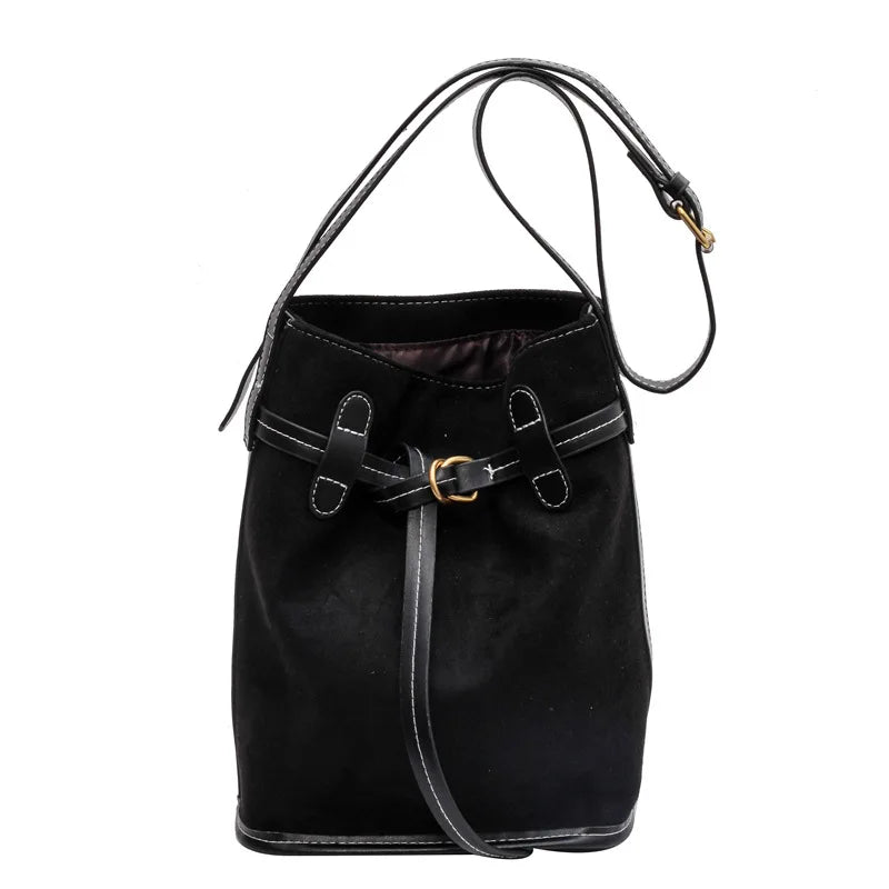 Autumn Winter Bucket Bag Shoulder Bags Women Western Style Crossbody Bags