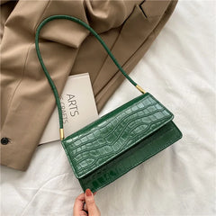 Crocodile Pattern Handbags PU Leather Shoulder Messenger Textured Buckle