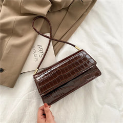 Crocodile Pattern Handbags PU Leather Shoulder Messenger Textured Buckle