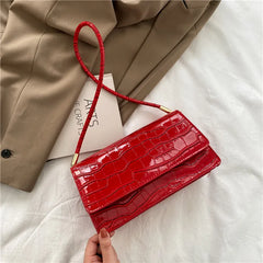 Crocodile Pattern Handbags PU Leather Shoulder Messenger Textured Buckle