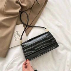 Crocodile Pattern Handbags PU Leather Shoulder Messenger Textured Buckle