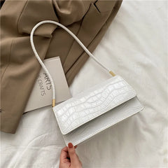 Crocodile Pattern Handbags PU Leather Shoulder Messenger Textured Buckle
