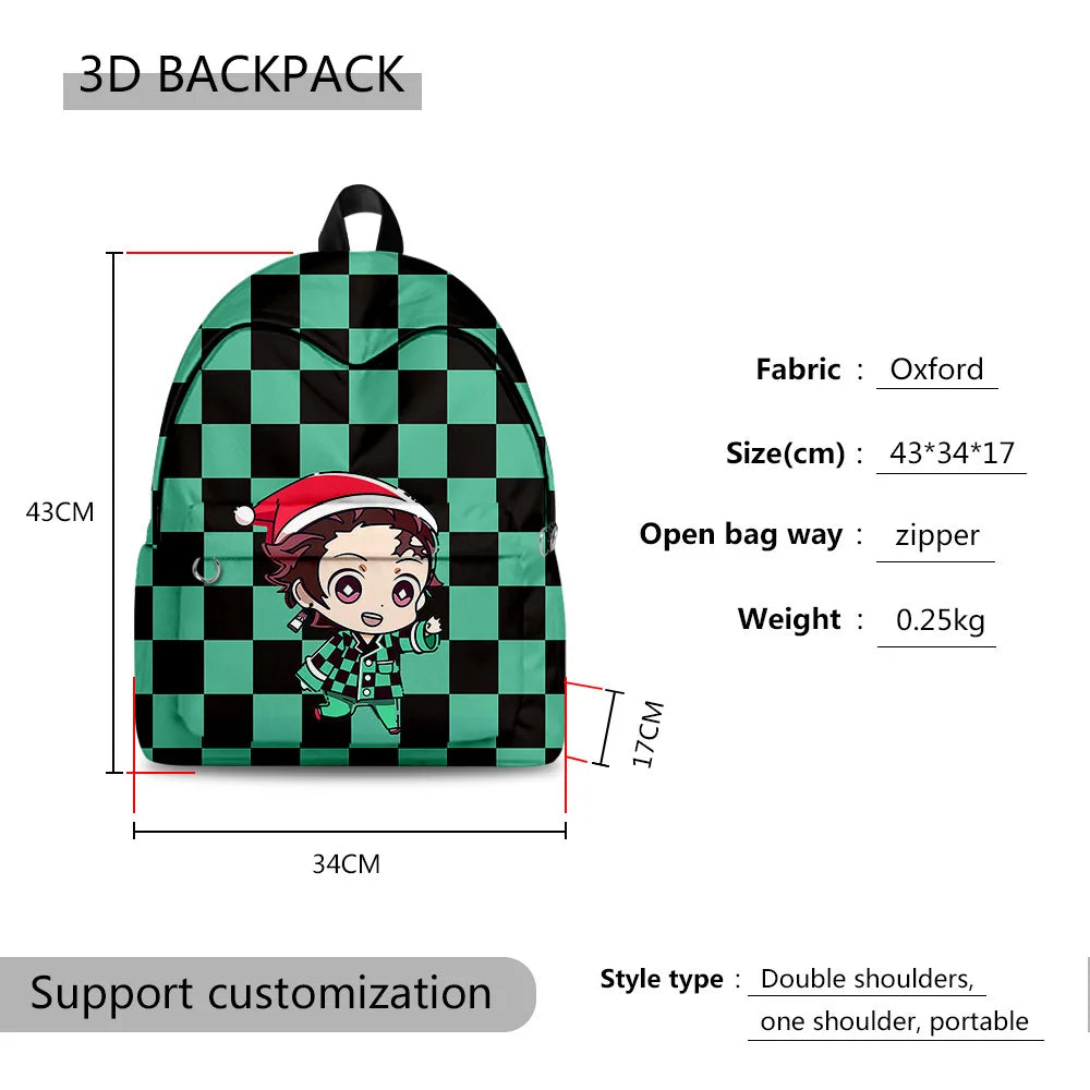 Demon Slayer 3D Print Student Backpack - Waterproof Casual Travel Bag