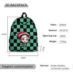 Demon Slayer 3D Print Student Backpack - Waterproof Casual Travel Bag