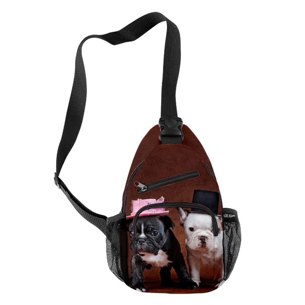 French Bulldog Crossbody Chest Bags Waterproof Boys/Girls Sports Travel