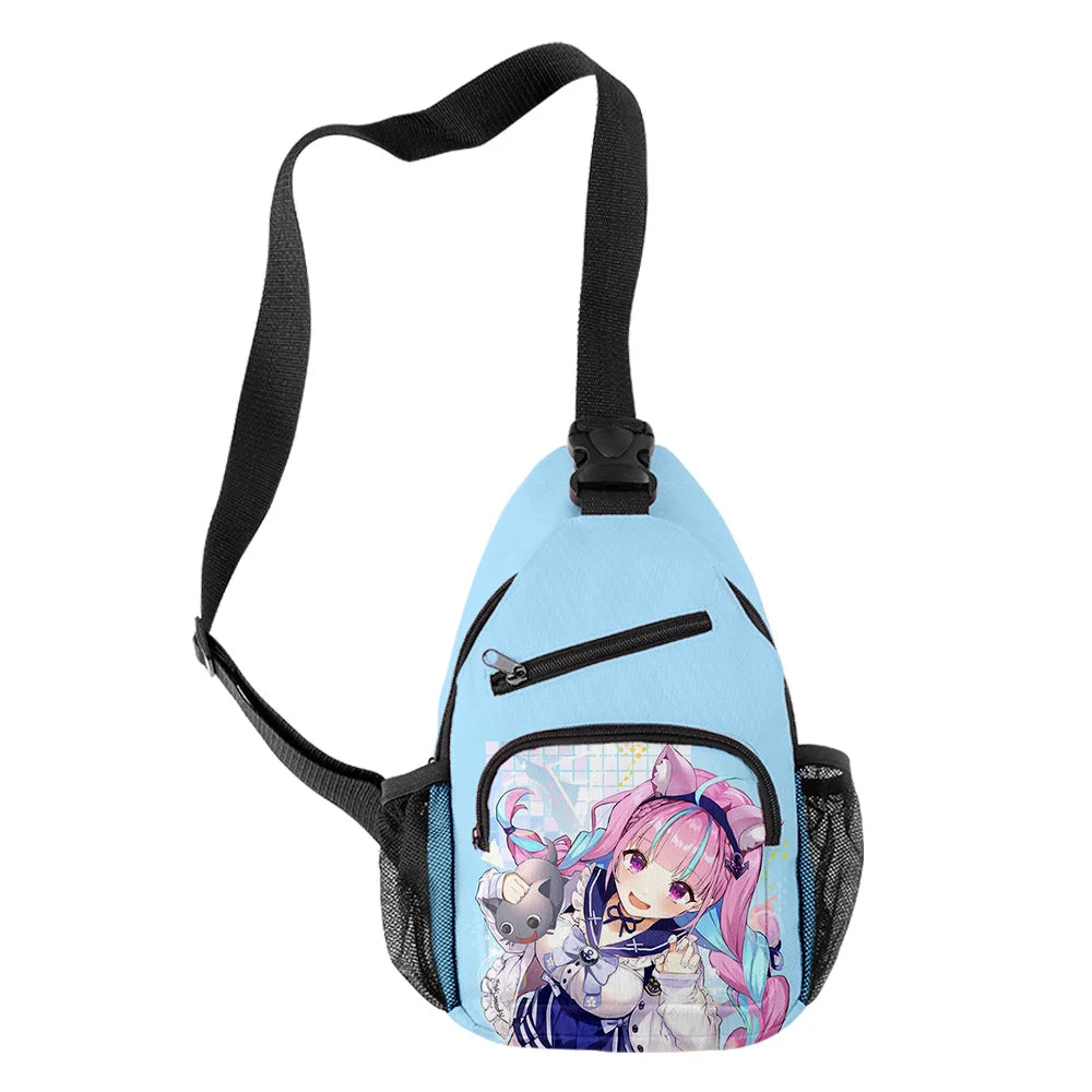 HOLOLIVE minato aqua Crossbody Chest Bags Oxford Waterproof Boys/Girls