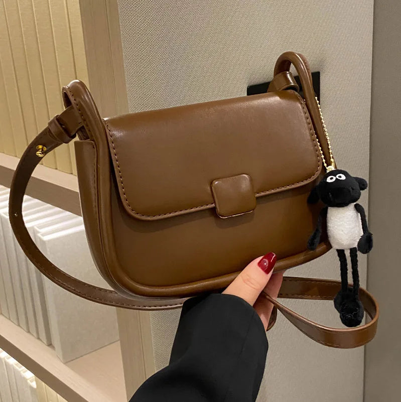 Retro PU Leather Crossbody Bag for Women Shoulder Messenger Bag