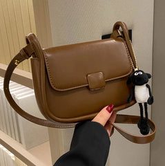 Retro PU Leather Crossbody Bag for Women Shoulder Messenger Bag