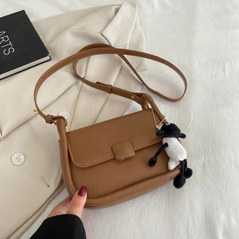 Retro PU Leather Crossbody Bag for Women Shoulder Messenger Bag