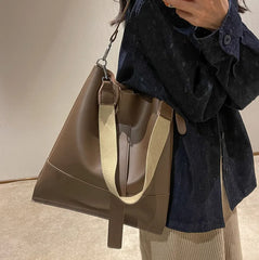 Large Capacity Handbags Retro Leisure Shoulder Bag PU Leather Tote Bag