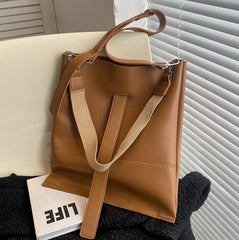 Large Capacity Handbags Retro Leisure Shoulder Bag PU Leather Tote Bag