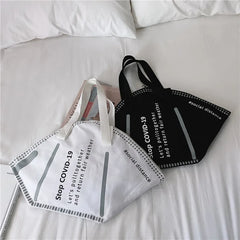 Printed Tote Shoulder Bag for Women, Large-Capacity Spring & Autumn Mask Bag
