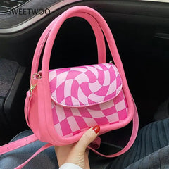 Women's Chessboard Lattice Messenger Bag