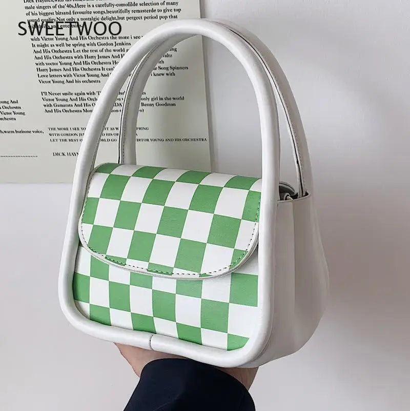 Women's Chessboard Lattice Messenger Bag