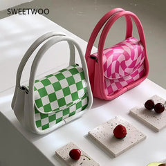 Women's Chessboard Lattice Messenger Bag