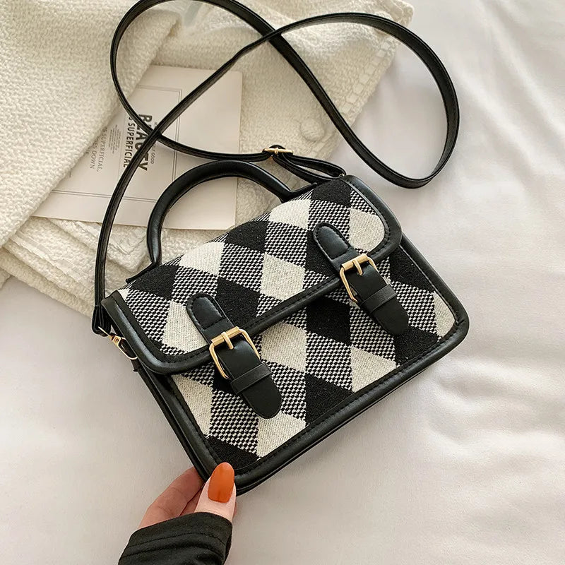 Plaid Shoulder Bag Ladies Handbags Small Top-handle Bags For Women Square Crossb