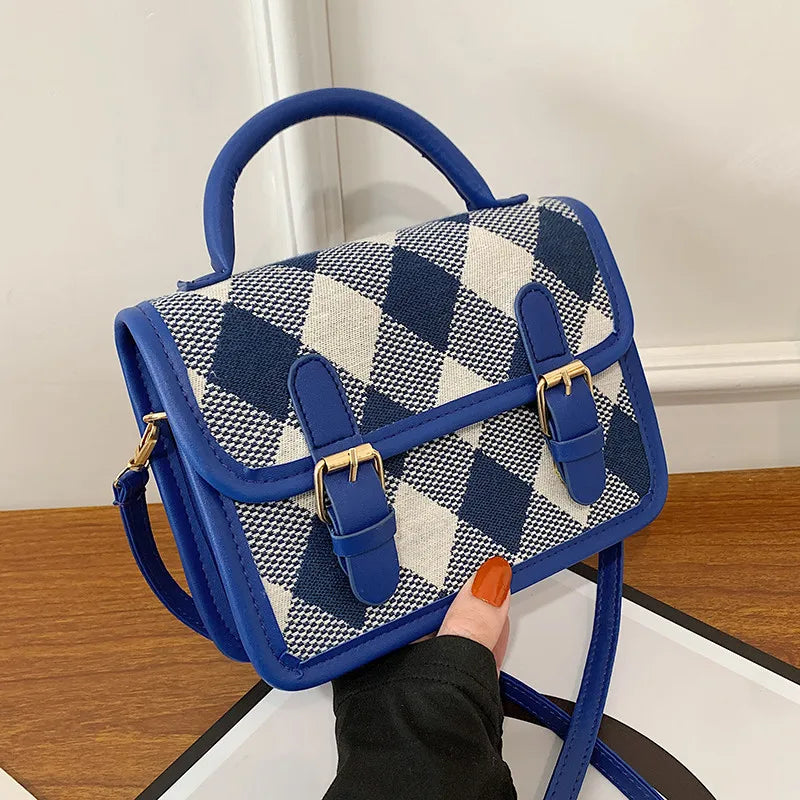 Plaid Shoulder Bag Ladies Handbags Small Top-handle Bags For Women Square Crossb