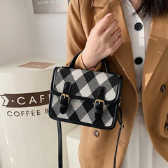 Plaid Shoulder Bag Ladies Handbags Small Top-handle Bags For Women Square Crossb