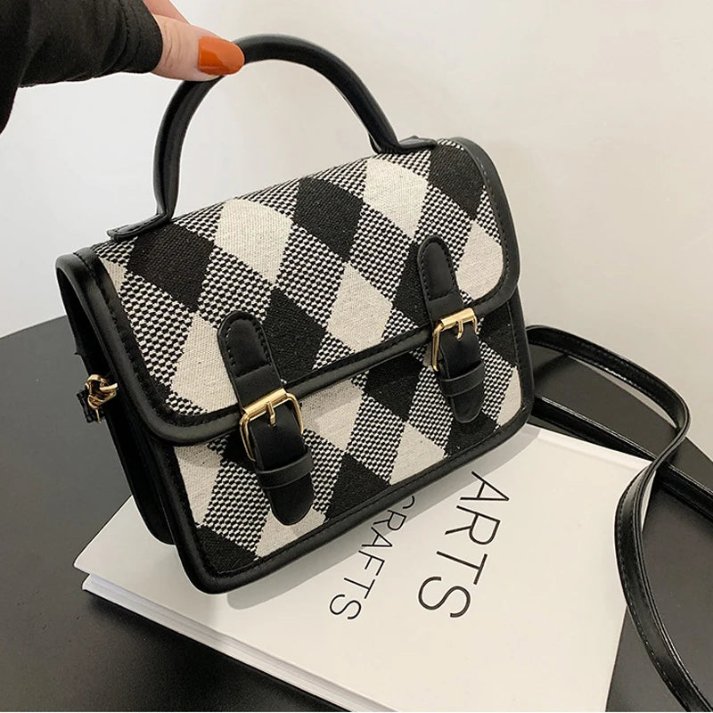 Plaid Shoulder Bag Ladies Handbags Small Top-handle Bags For Women Square Crossb