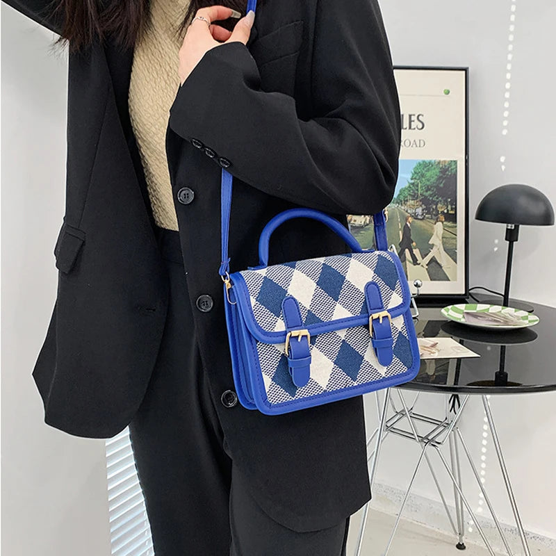 Plaid Shoulder Bag Ladies Handbags Small Top-handle Bags For Women Square Crossb