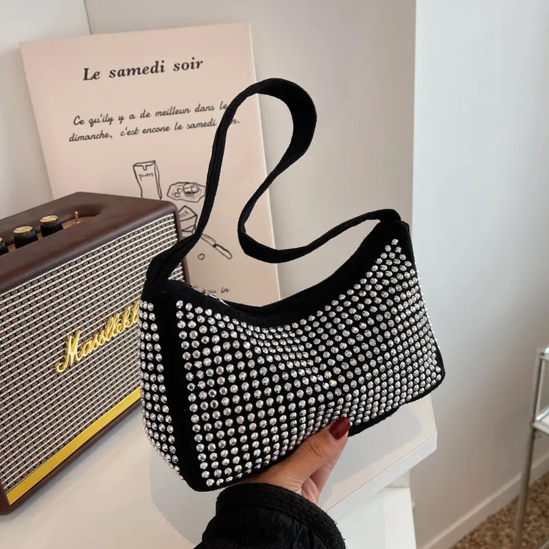 Retro Light Diamond Shoulder Bag Women's Crossbody Small Square Bag
