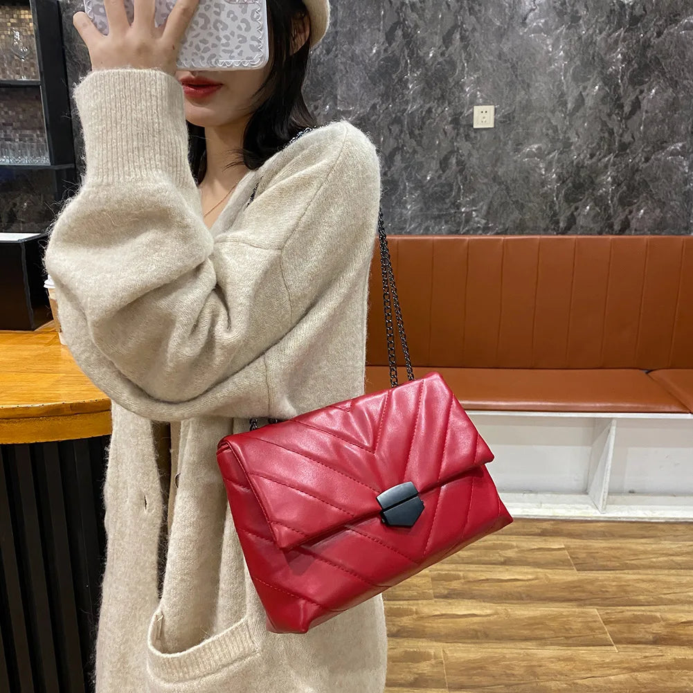 Women's Daily Crossbody Bag Leather Chain Handbag