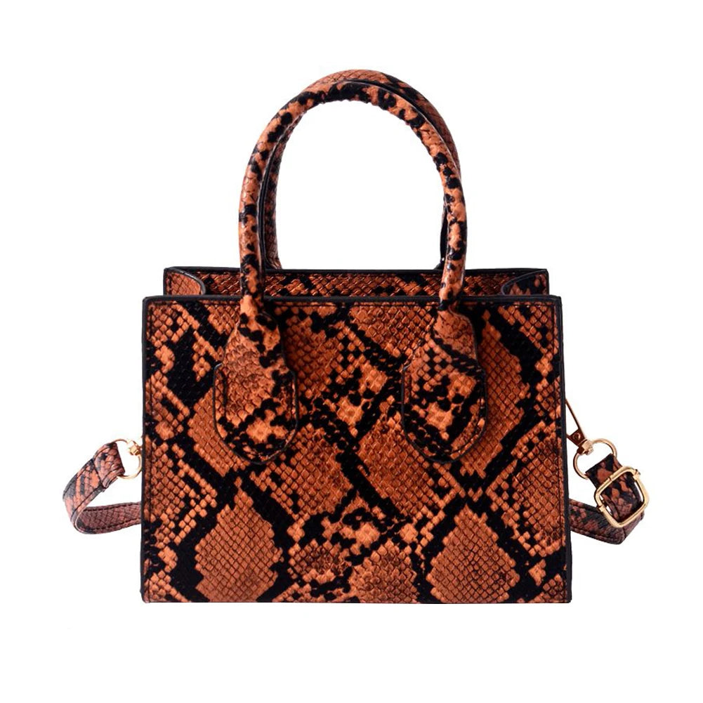 Retro Animal Print Womens Messenger Bag PU Shoulder Bag Shopping Purse