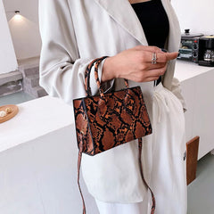 Retro Animal Print Womens Messenger Bag PU Shoulder Bag Shopping Purse