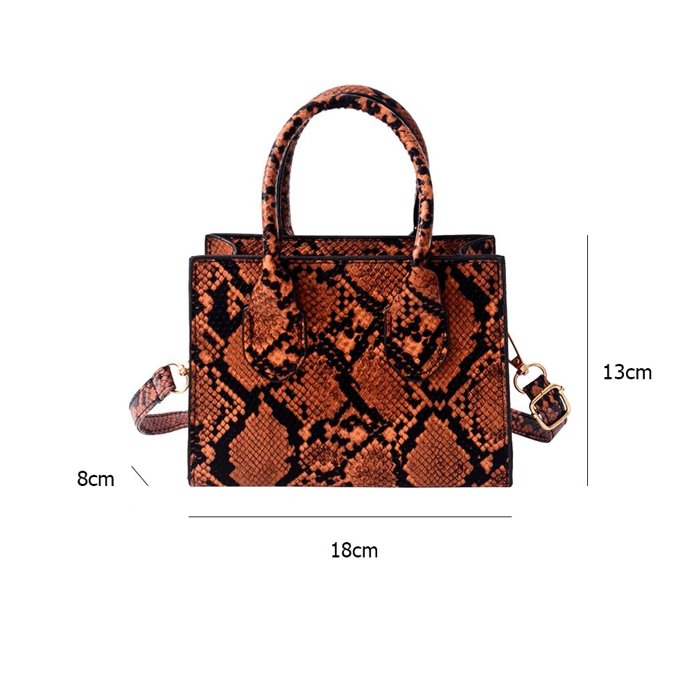 Retro Animal Print Womens Messenger Bag PU Shoulder Bag Shopping Purse