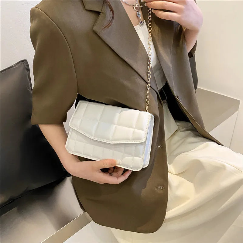Retro Plaid Small Square Bag Chain Handbag