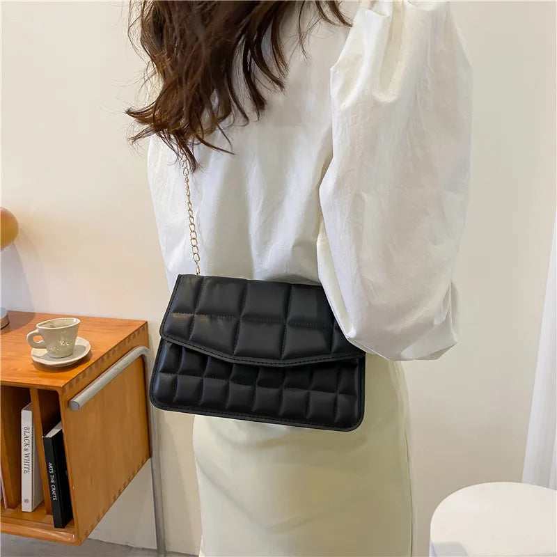 Retro Plaid Small Square Bag Chain Handbag