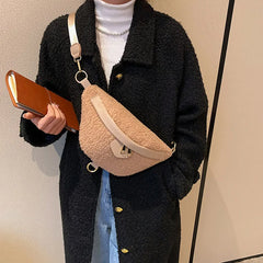 Women Plush Fanny Pack Chest Package Handbags