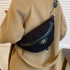 Women Plush Fanny Pack Chest Package Handbags