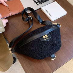 Women Plush Fanny Pack Chest Package Handbags