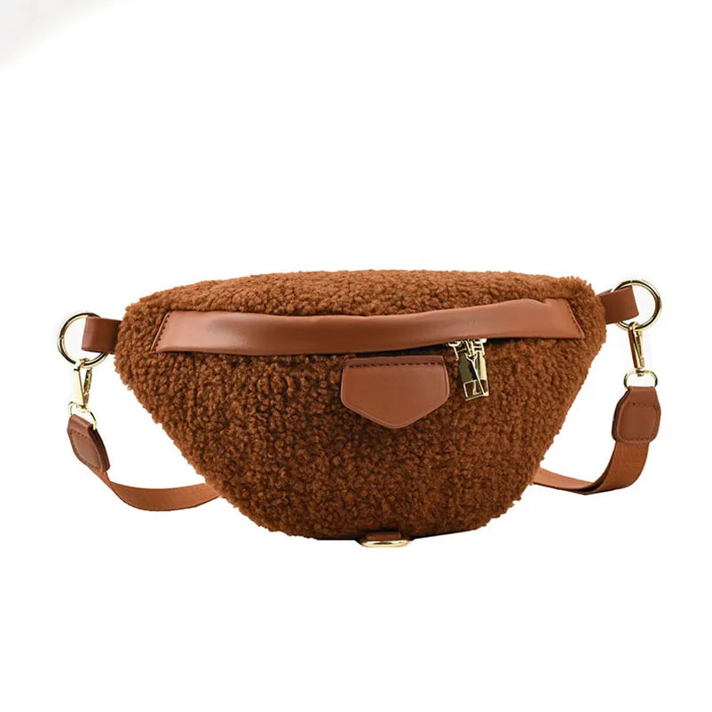Women Plush Fanny Pack Chest Package Handbags
