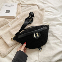 Women Plush Fanny Pack Chest Package Handbags