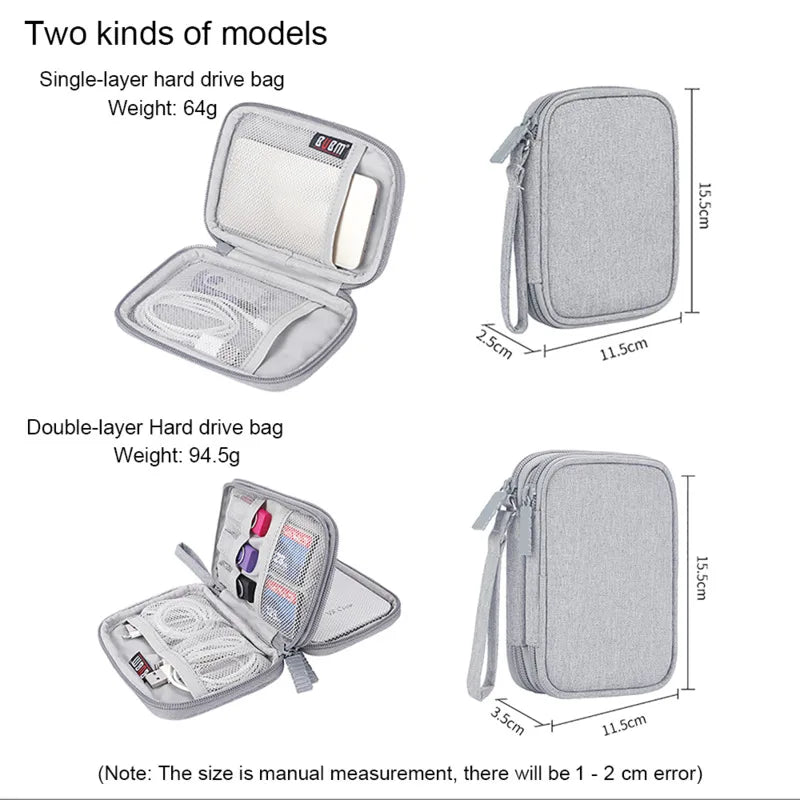 2.5'' HDD Case Cover Travel Organizer Cable Bag