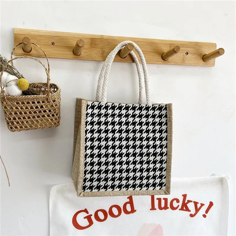 Portable Canvas Lunch Bag Tote Waterproof Food Picnic Travel Lunch
