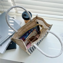 Portable Canvas Lunch Bag Tote Waterproof Food Picnic Travel Lunch