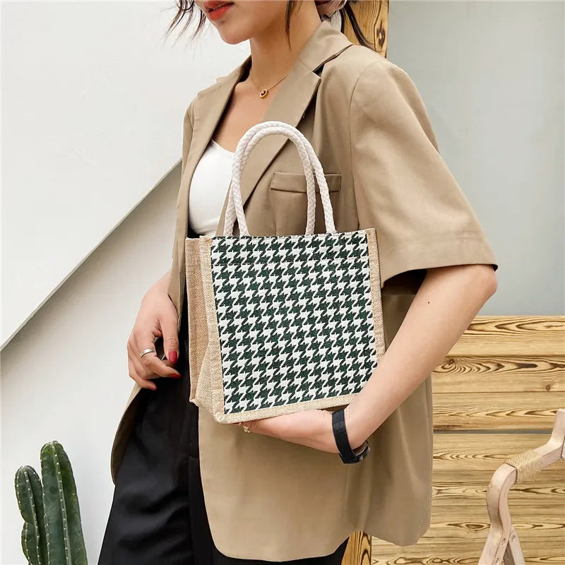 Portable Canvas Lunch Bag Tote Waterproof Food Picnic Travel Lunch