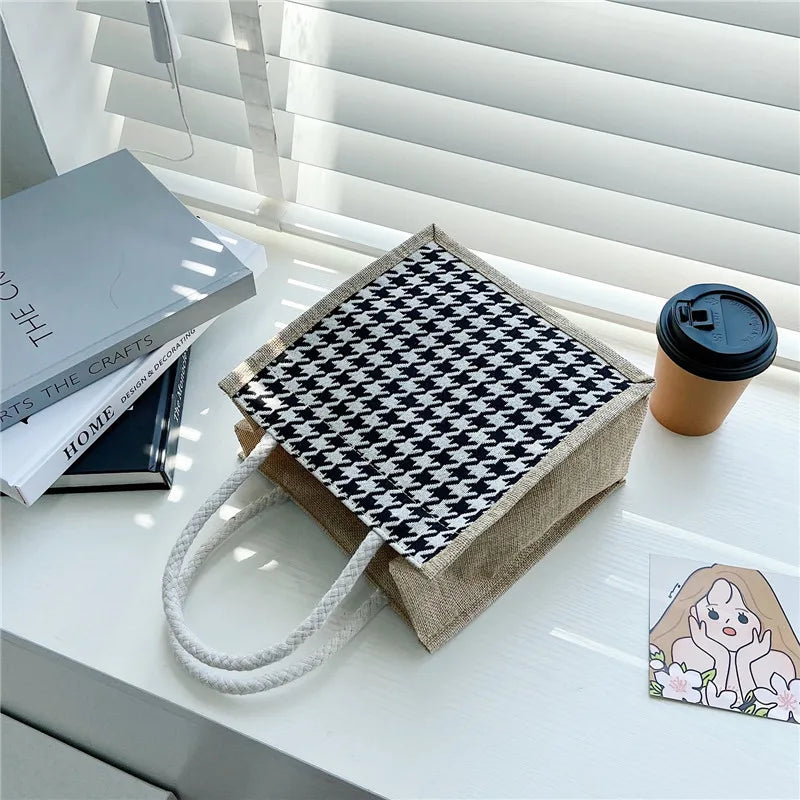 Portable Canvas Lunch Bag Tote Waterproof Food Picnic Travel Lunch